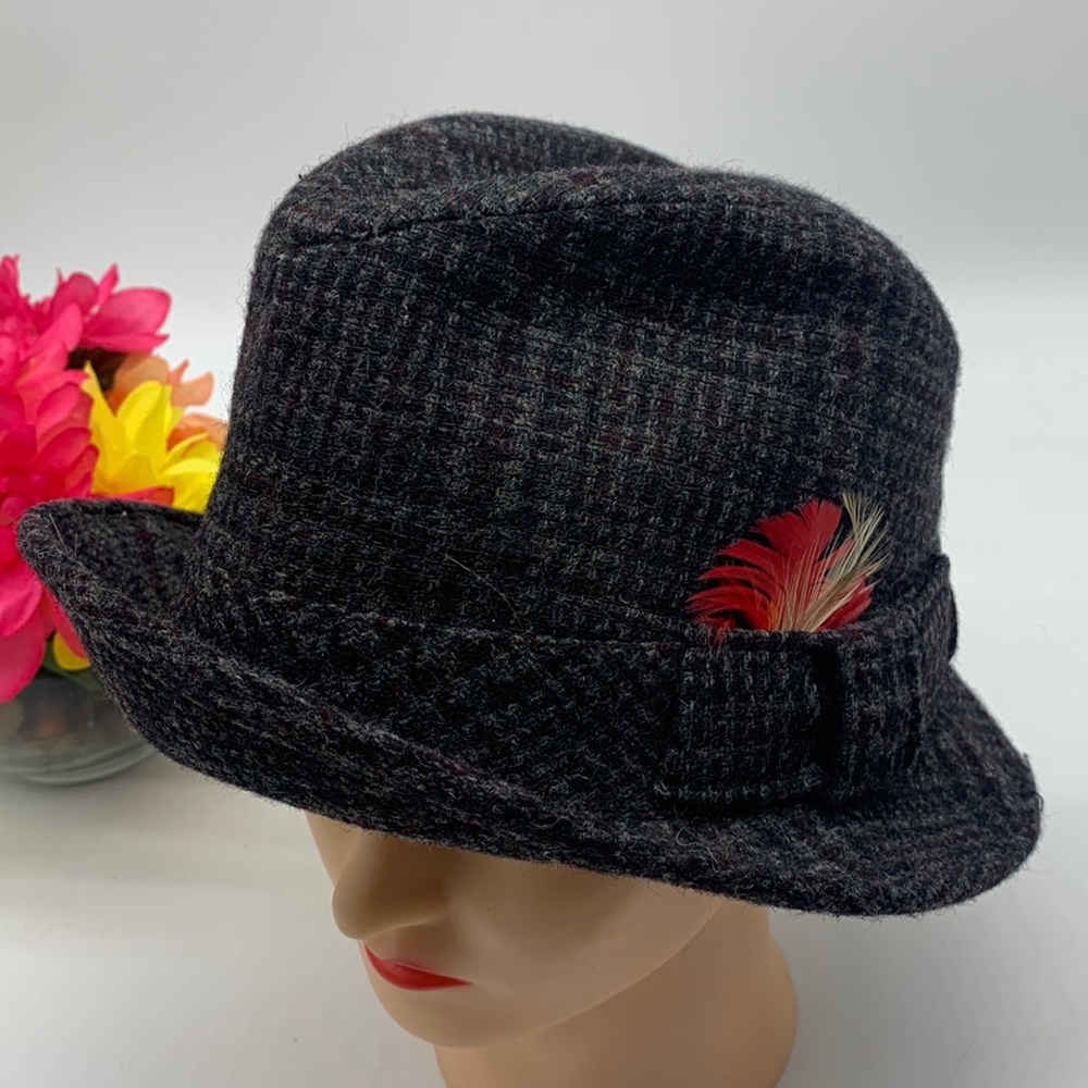 Resistol Vintage tweed Fedora Hat with Feather. HT3054